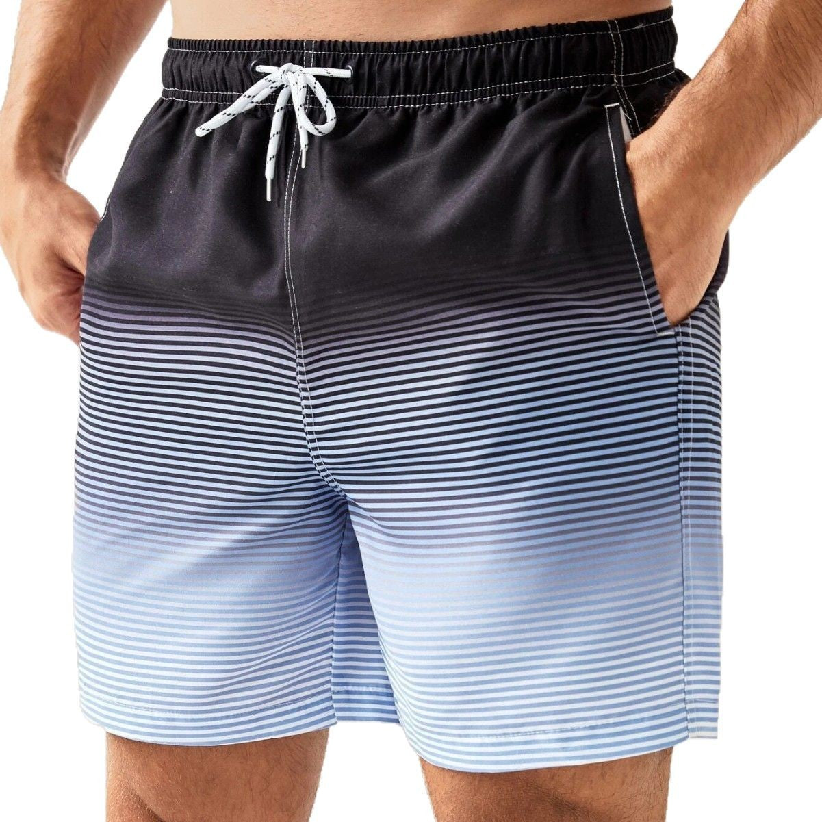 Short décontracté pour homme, imprimé 3D à rayures, facile à assortir