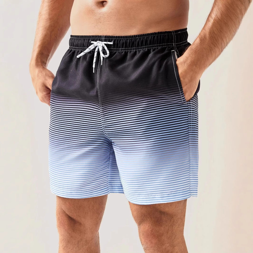 Short décontracté pour homme, imprimé 3D à rayures, facile à assortir