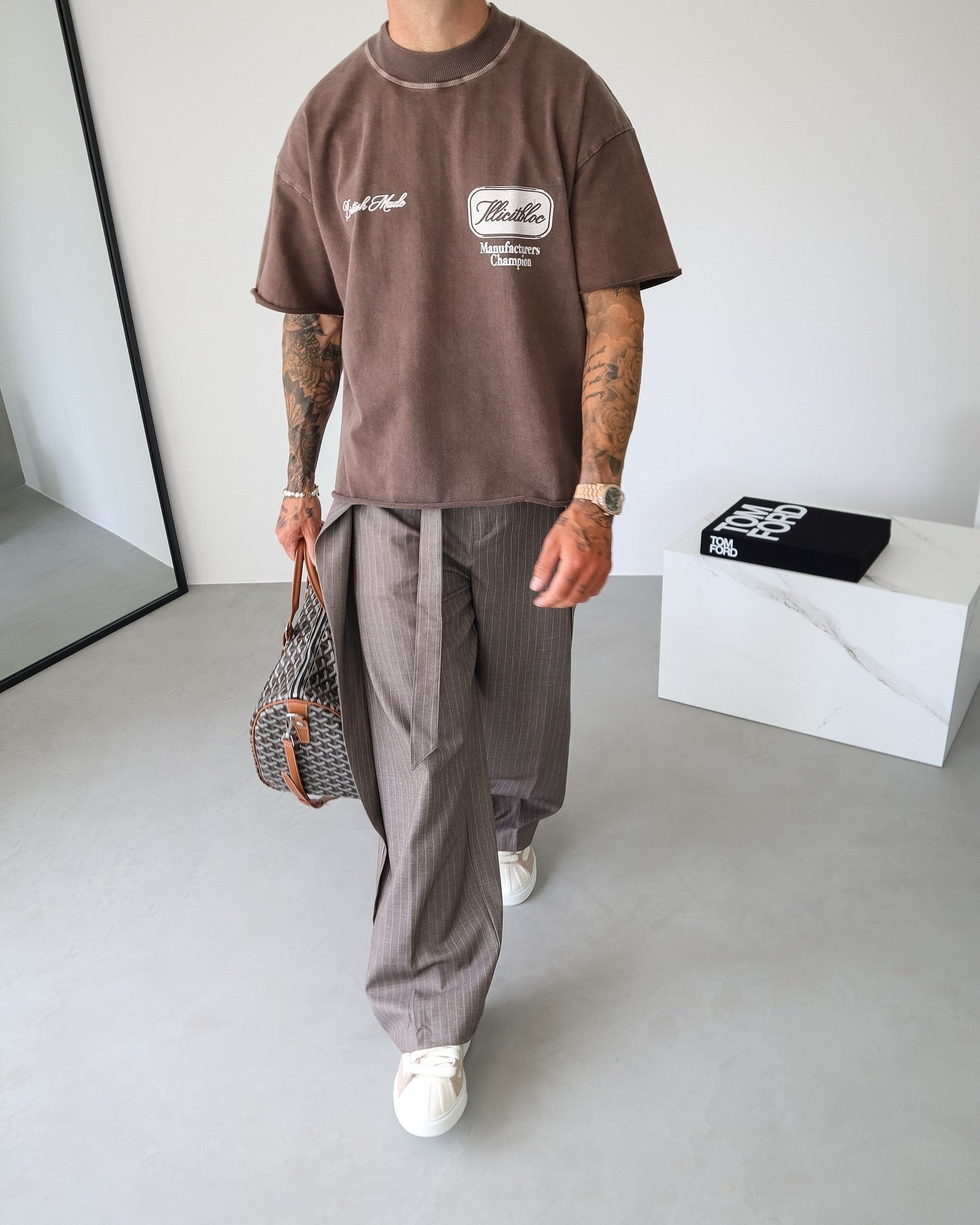 Pantalon décontracté à rayures avec cordon de serrage pour homme