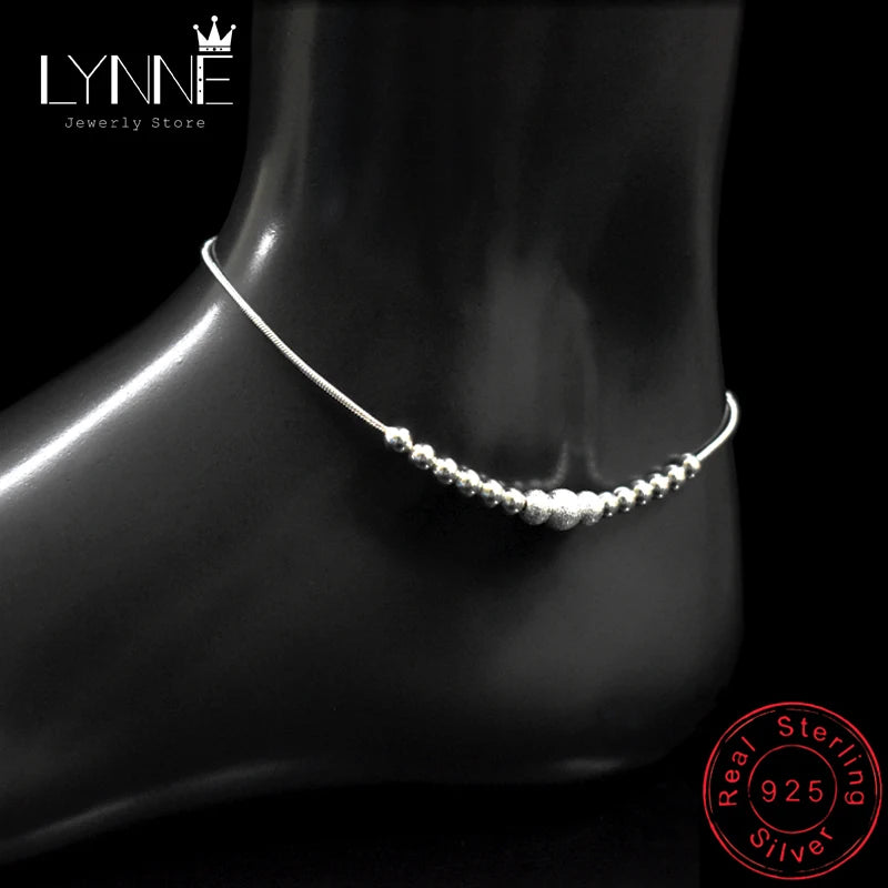 Chaîne de Cheville à Billes – Argent 925, Style Tendance