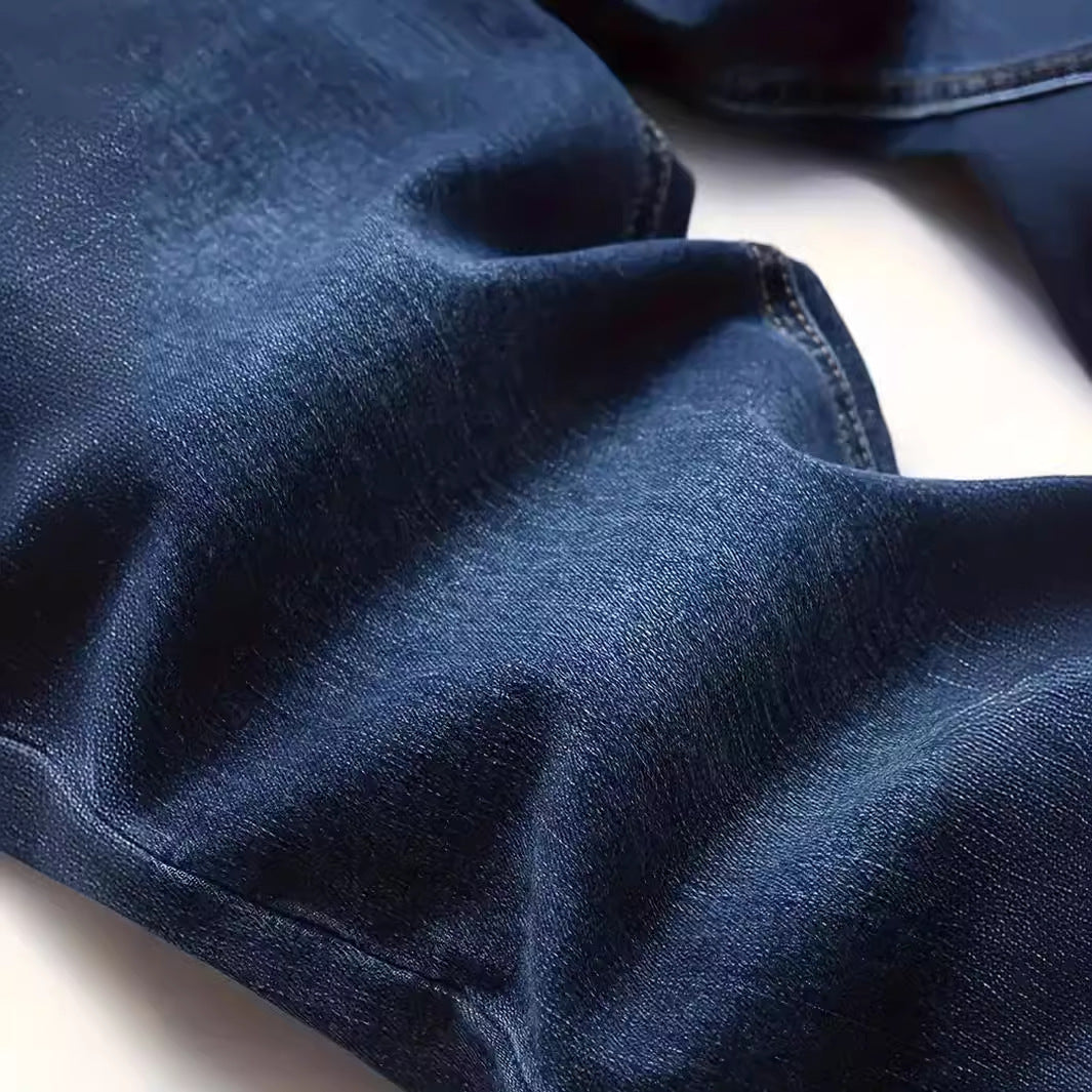 Jean slim décontracté pour homme, style européen et américain, effet usé tendance