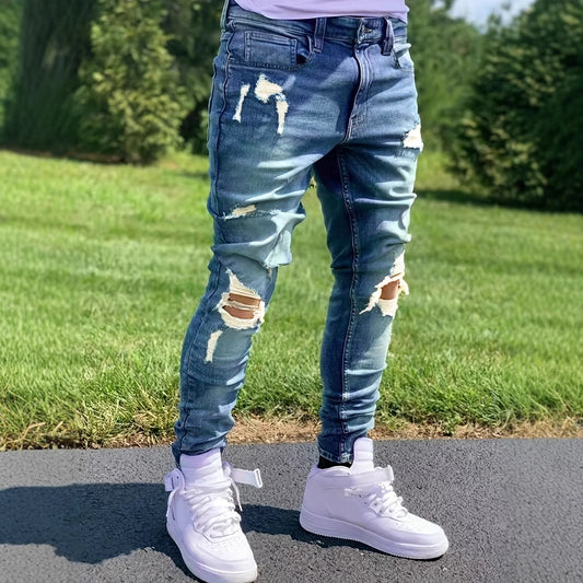 Jean déchiré pour homme, style street tendance et original
