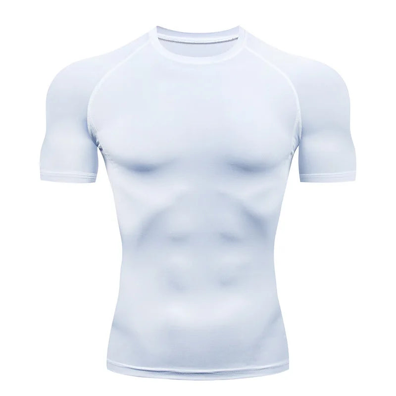 T-shirt de Compression Homme pour la Course – Fitness, Manches Courtes, Ajusté, Séchage Rapide