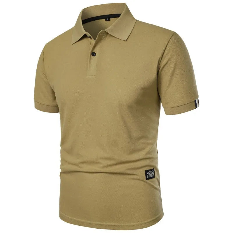 New Solid Color Polo Shirt Men's Short Sleeve Button Tshirts Lapel Lightweight Streetwear Sport Casual Tops