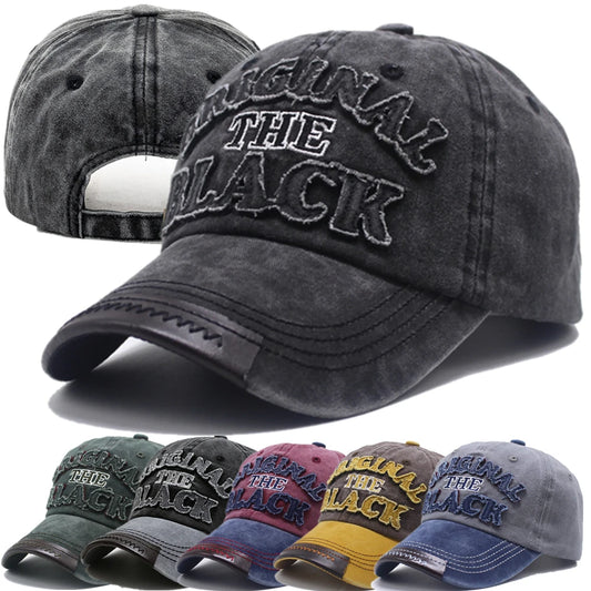 Casquette de baseball vintage unisexe – Coton casual pour homme et femme – Broderie 3D noire – Casquette sport extérieure –