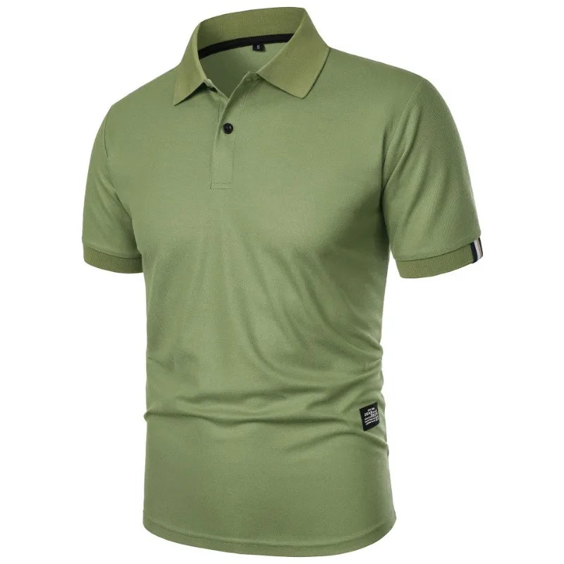 New Solid Color Polo Shirt Men's Short Sleeve Button Tshirts Lapel Lightweight Streetwear Sport Casual Tops