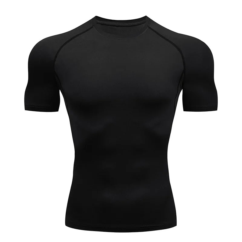 T-shirt de Compression Homme pour la Course – Fitness, Manches Courtes, Ajusté, Séchage Rapide