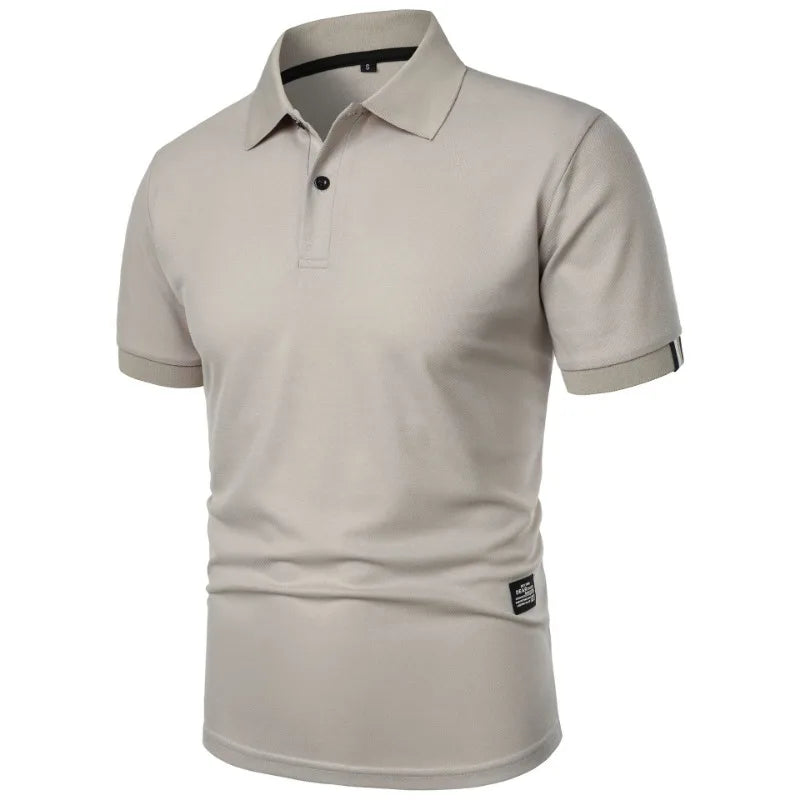New Solid Color Polo Shirt Men's Short Sleeve Button Tshirts Lapel Lightweight Streetwear Sport Casual Tops