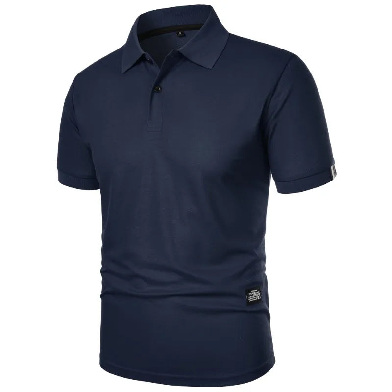 New Solid Color Polo Shirt Men's Short Sleeve Button Tshirts Lapel Lightweight Streetwear Sport Casual Tops