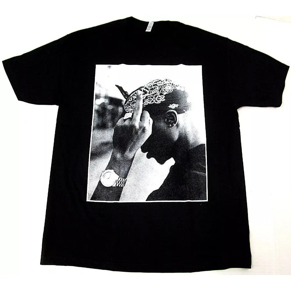 T-shirt unisexe en pur coton, hommage au célèbre rappeur américain 2Pac, style hip-hop.