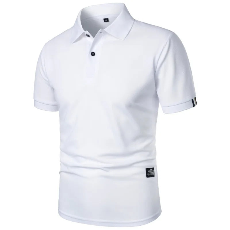 New Solid Color Polo Shirt Men's Short Sleeve Button Tshirts Lapel Lightweight Streetwear Sport Casual Tops