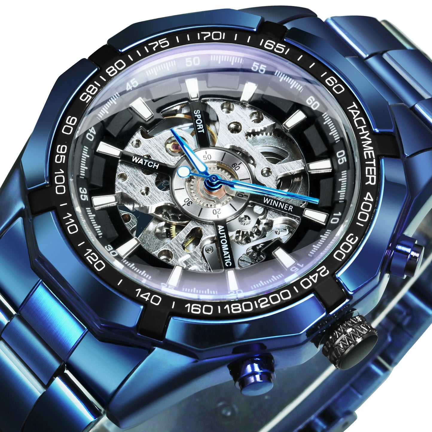 Montre automatique squelette pour homme – Mécanisme apparent – Design vintage doré – Montre de luxe pour homme – Marque haut de gamme