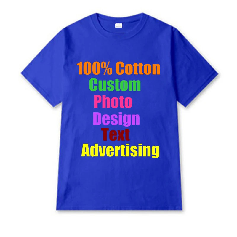 T-shirt unisexe 2025 personnalisé – Impression de LOGO sur mesure pour homme, style Harajuku, couleur unie avec texte ou photos – Publicité vestimentaire en coton pur