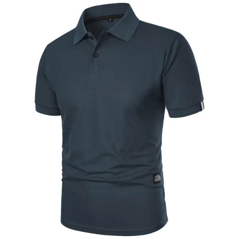 New Solid Color Polo Shirt Men's Short Sleeve Button Tshirts Lapel Lightweight Streetwear Sport Casual Tops