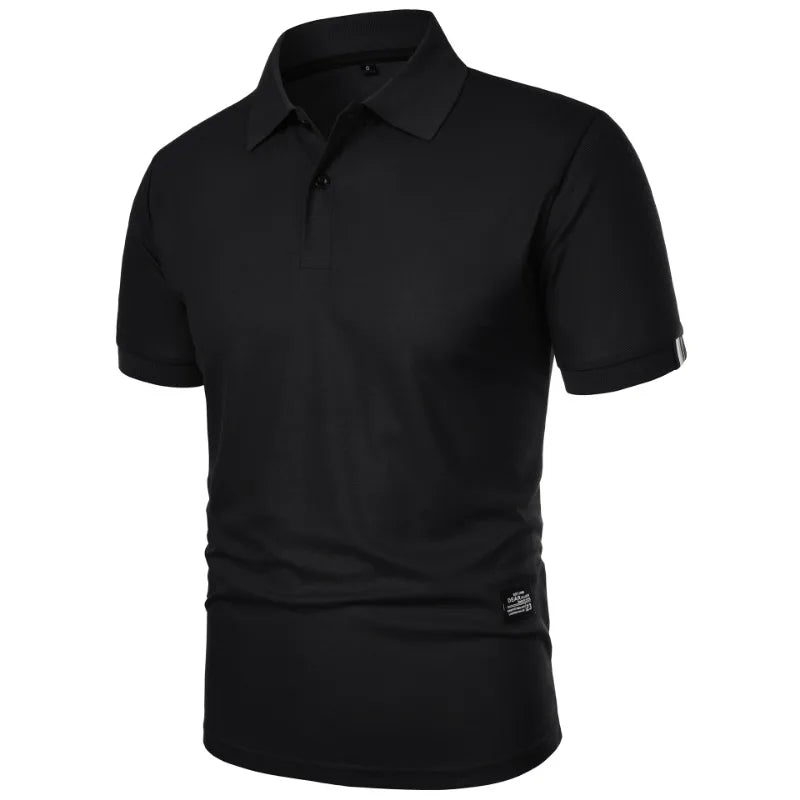 New Solid Color Polo Shirt Men's Short Sleeve Button Tshirts Lapel Lightweight Streetwear Sport Casual Tops