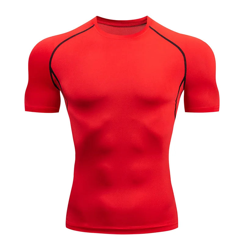 T-shirt de Compression Homme pour la Course – Fitness, Manches Courtes, Ajusté, Séchage Rapide