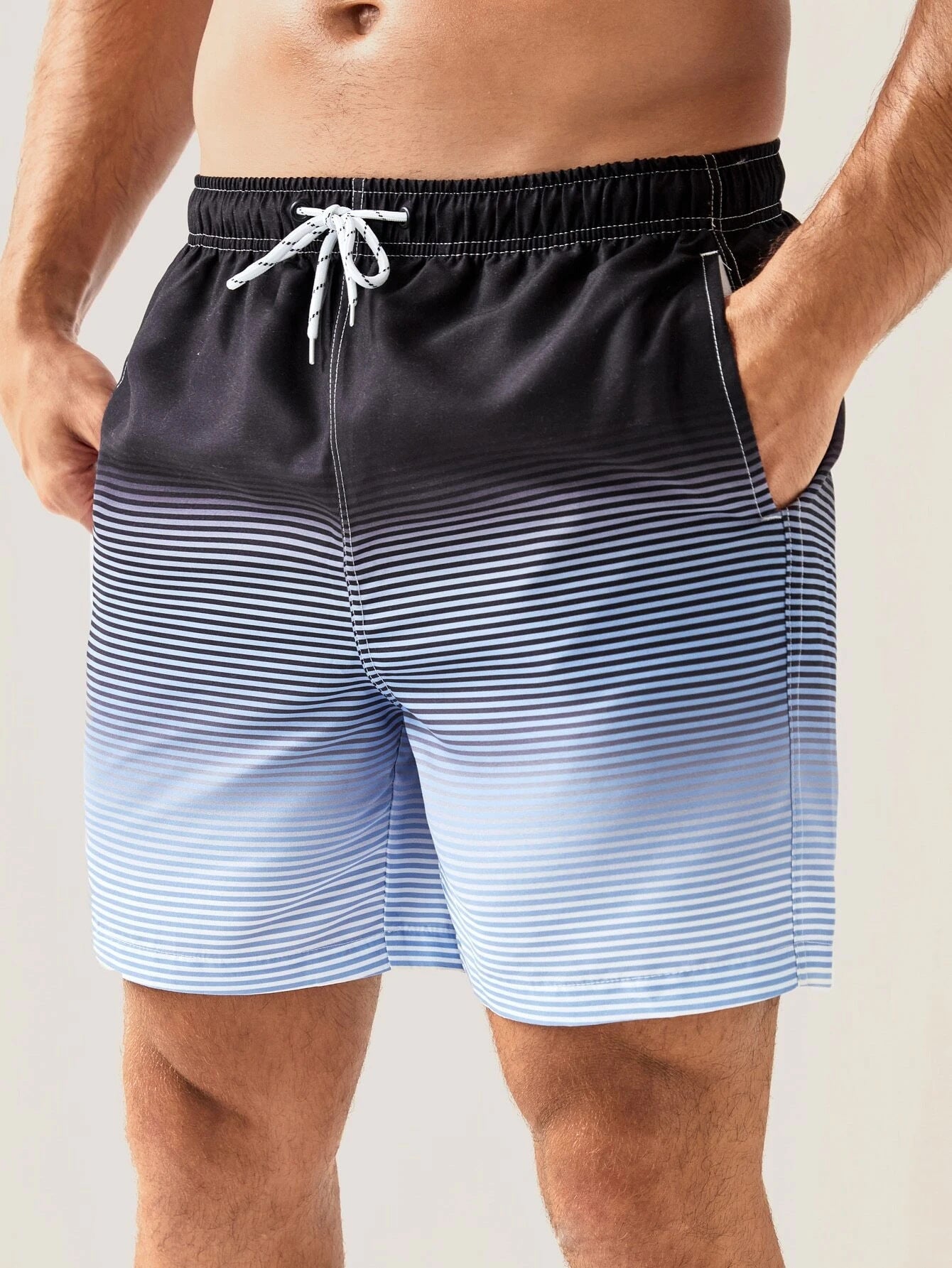 Short décontracté pour homme, imprimé 3D à rayures, facile à assortir