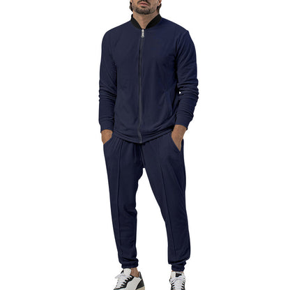 Casual Zipper Long Sleeve Men's Coat Trousers Suit
