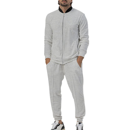 Casual Zipper Long Sleeve Men's Coat Trousers Suit