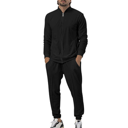 Casual Zipper Long Sleeve Men's Coat Trousers Suit