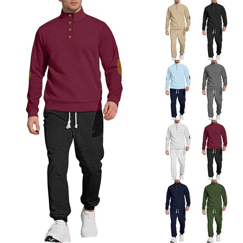 Ensemble pull et pantalon pour homme, style casual outdoor, avec col montant