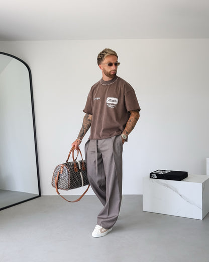 Pantalon décontracté à rayures avec cordon de serrage pour homme