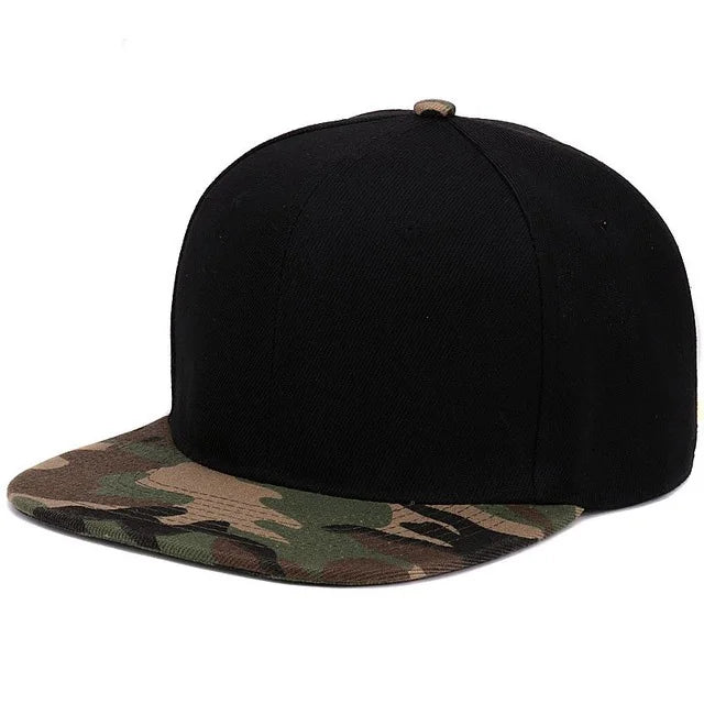 Casquette snapback camouflage HATLANDER – Visière plate – Modèle vierge sans broderie – En polyester – Casquette unisexe pour homme et femme