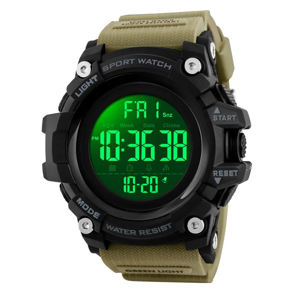 Montre de sport SKMEI pour homme – Chronomètre compte à rebours – Montre-bracelet digitale de luxe – Marque haut de gamme – Étanche avec affichage LED