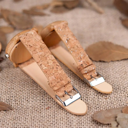 Montres BOBO BIRD pour Couples – Pièces en Bois Fait Main avec Bracelet en Liège