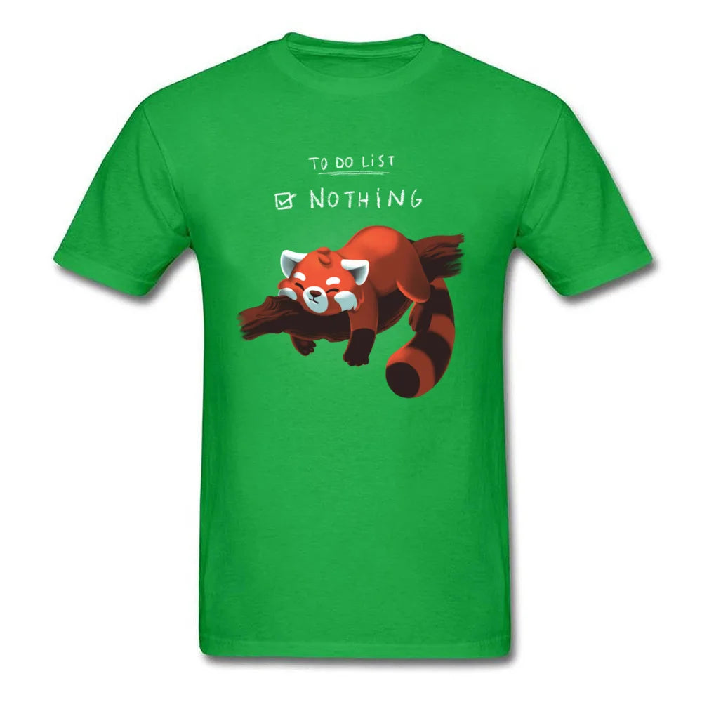 T-shirt Red Panda Day drôle pour homme – Rien à faire, style paresseux – T-shirt été en coton noir, idéal pour étudiants
