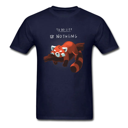 T-shirt Red Panda Day drôle pour homme – Rien à faire, style paresseux – T-shirt été en coton noir, idéal pour étudiants