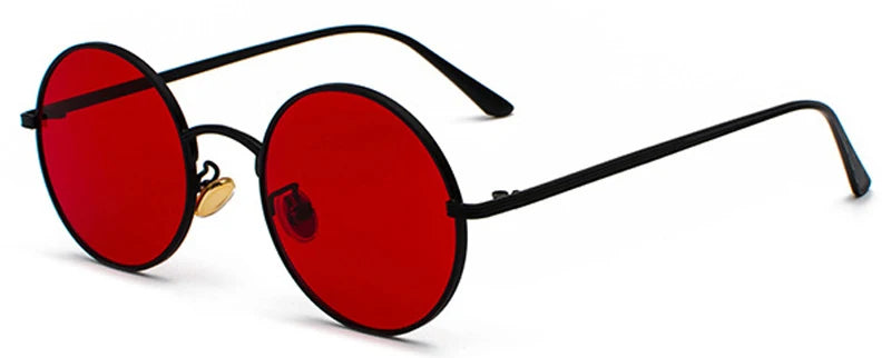 Lunettes de Soleil Rétro Kachawoo – Verres Rouges & Monture Métal Ronde (Unisexe)