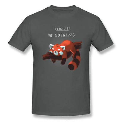 T-shirt Red Panda Day drôle pour homme – Rien à faire, style paresseux – T-shirt été en coton noir, idéal pour étudiants