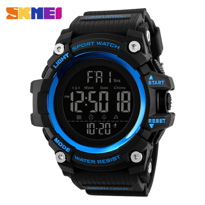 Montre de sport SKMEI pour homme – Chronomètre compte à rebours – Montre-bracelet digitale de luxe – Marque haut de gamme – Étanche avec affichage LED