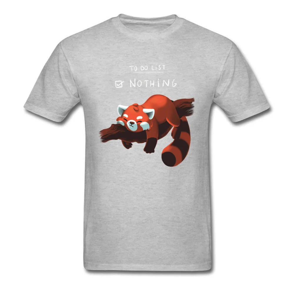 T-shirt homme « Red Panda Day » drôle – style paresseux, rien à faire – tee-shirt coton noir été, parfait pour étudiants