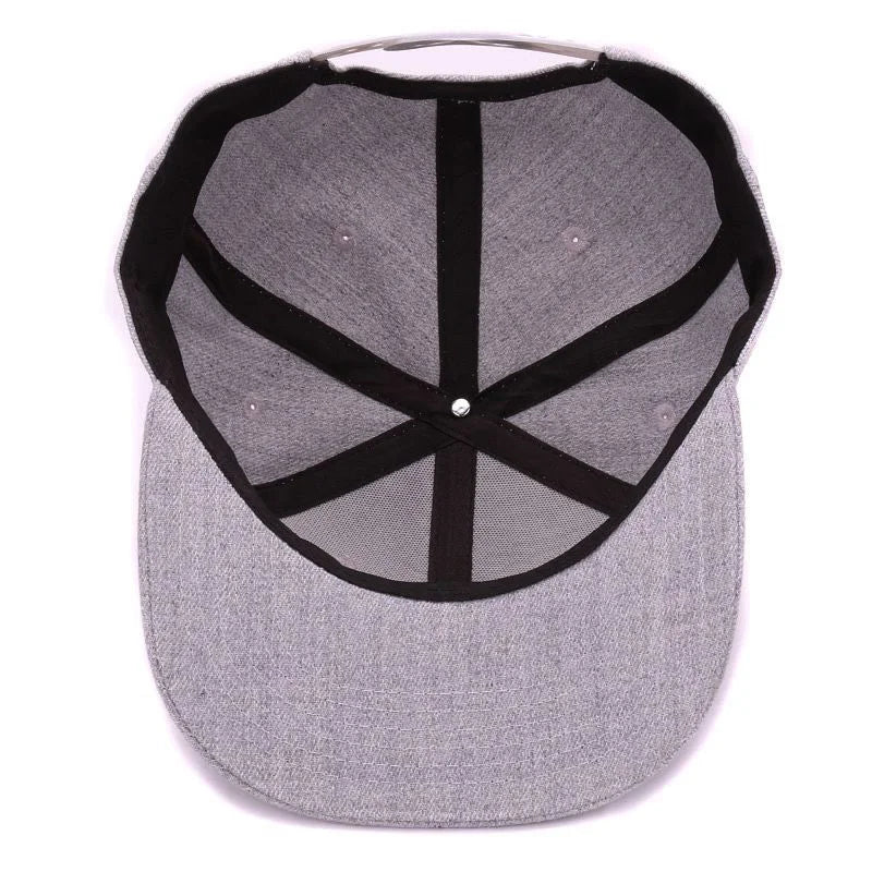 Casquette snapback grise en laine de haute qualité – Broderie 3D perforée – Style hip-hop – Visière plate – Pour homme et femme