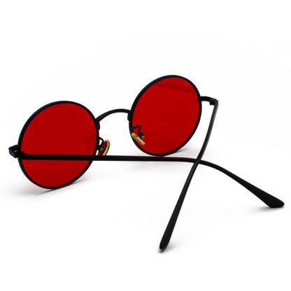 Lunettes de Soleil Rétro Kachawoo – Verres Rouges & Monture Métal Ronde (Unisexe)