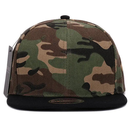Casquette snapback camouflage HATLANDER – Visière plate – Modèle vierge sans broderie – En polyester – Casquette unisexe pour homme et femme