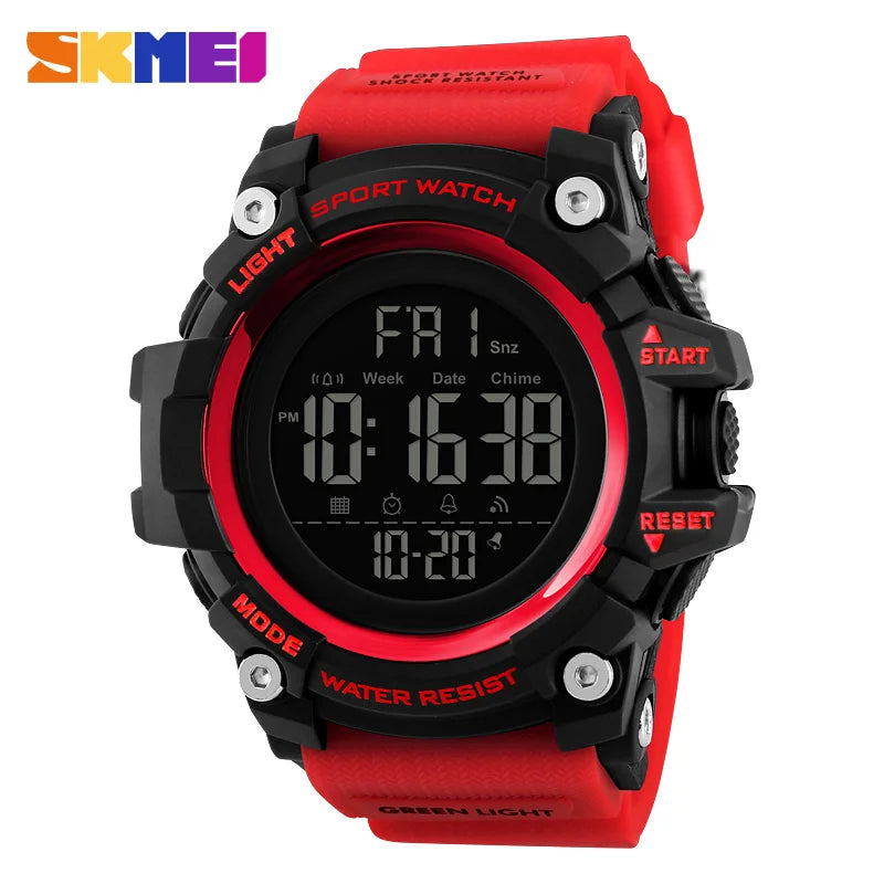 Montre de sport SKMEI pour homme – Chronomètre compte à rebours – Montre-bracelet digitale de luxe – Marque haut de gamme – Étanche avec affichage LED