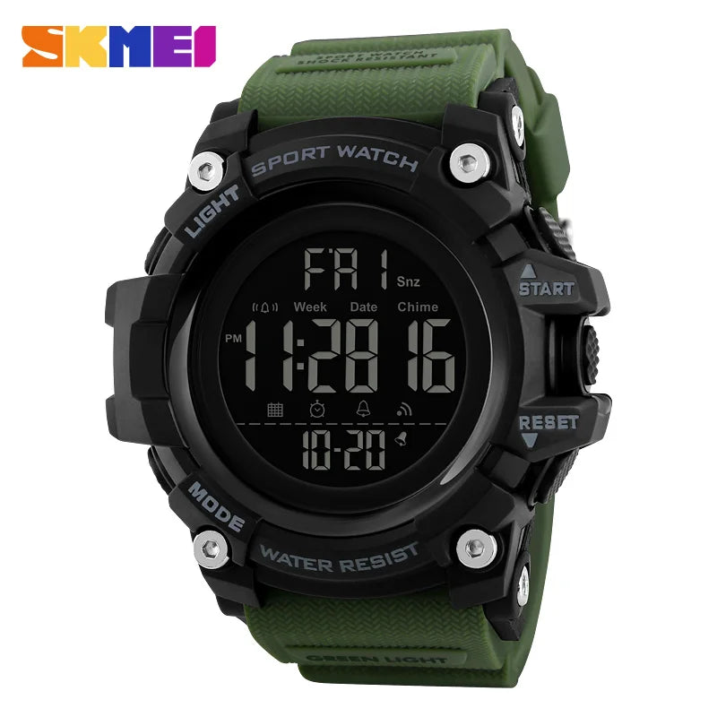 Montre de sport SKMEI pour homme – Chronomètre compte à rebours – Montre-bracelet digitale de luxe – Marque haut de gamme – Étanche avec affichage LED