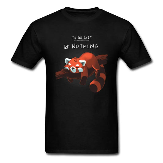 T-shirt homme « Red Panda Day » drôle – style paresseux, rien à faire – tee-shirt coton noir été, parfait pour étudiants