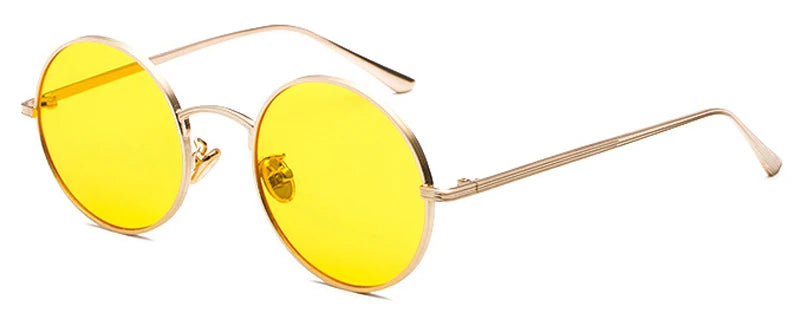 Lunettes de Soleil Rétro Kachawoo – Verres Rouges & Monture Métal Ronde (Unisexe)