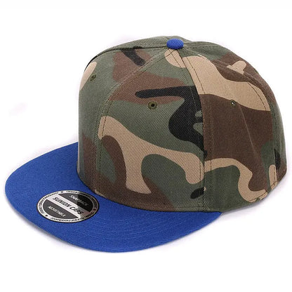 Casquette snapback camouflage HATLANDER – Visière plate – Modèle vierge sans broderie – En polyester – Casquette unisexe pour homme et femme