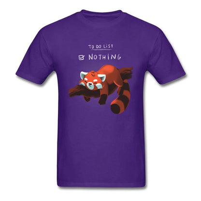 T-shirt Red Panda Day drôle pour homme – Rien à faire, style paresseux – T-shirt été en coton noir, idéal pour étudiants