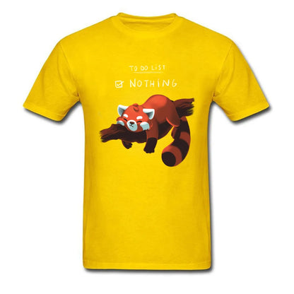 T-shirt homme « Red Panda Day » drôle – style paresseux, rien à faire – tee-shirt coton noir été, parfait pour étudiants