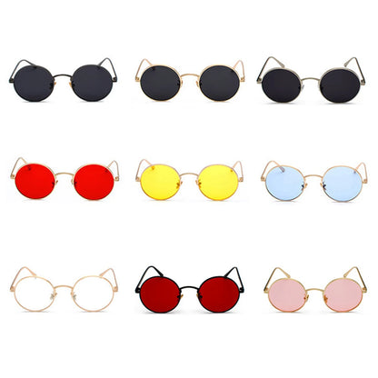 Lunettes de Soleil Rétro Kachawoo – Verres Rouges & Monture Métal Ronde (Unisexe)