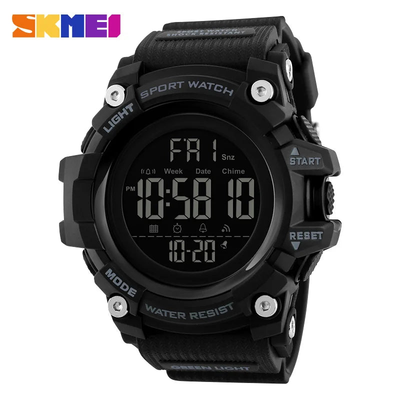 Montre de sport SKMEI pour homme – Chronomètre compte à rebours – Montre-bracelet digitale de luxe – Marque haut de gamme – Étanche avec affichage LED