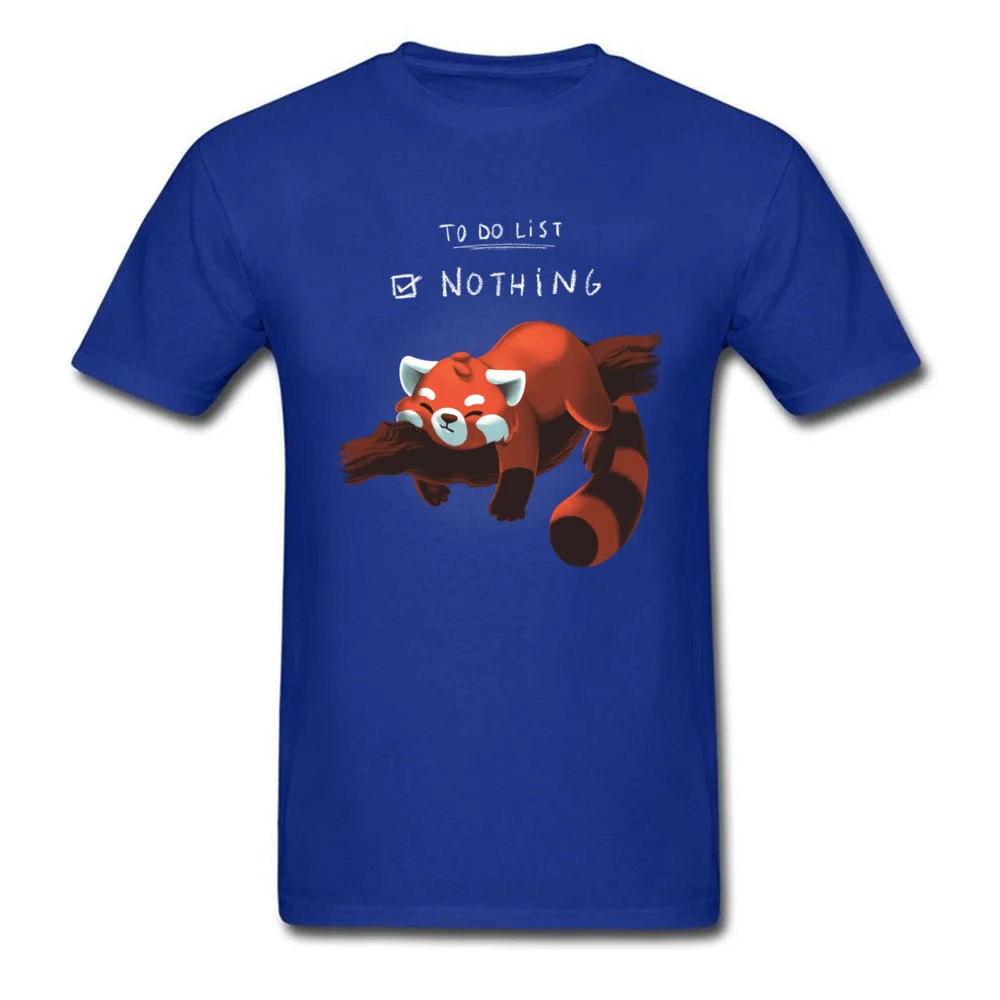 T-shirt homme « Red Panda Day » drôle – style paresseux, rien à faire – tee-shirt coton noir été, parfait pour étudiants