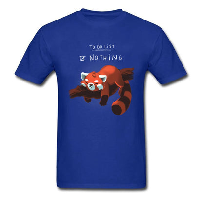 T-shirt homme « Red Panda Day » drôle – style paresseux, rien à faire – tee-shirt coton noir été, parfait pour étudiants