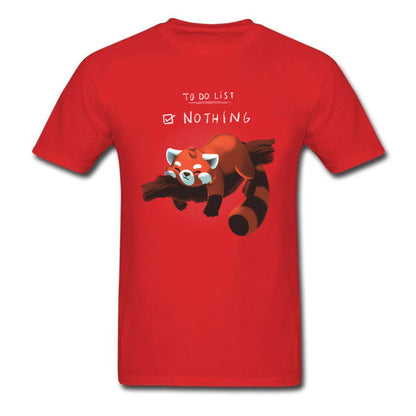 T-shirt homme « Red Panda Day » drôle – style paresseux, rien à faire – tee-shirt coton noir été, parfait pour étudiants